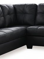Sofa sectionnel noir TOCO Meubles en cuir avec coutures capitonnées et design moderne en angle