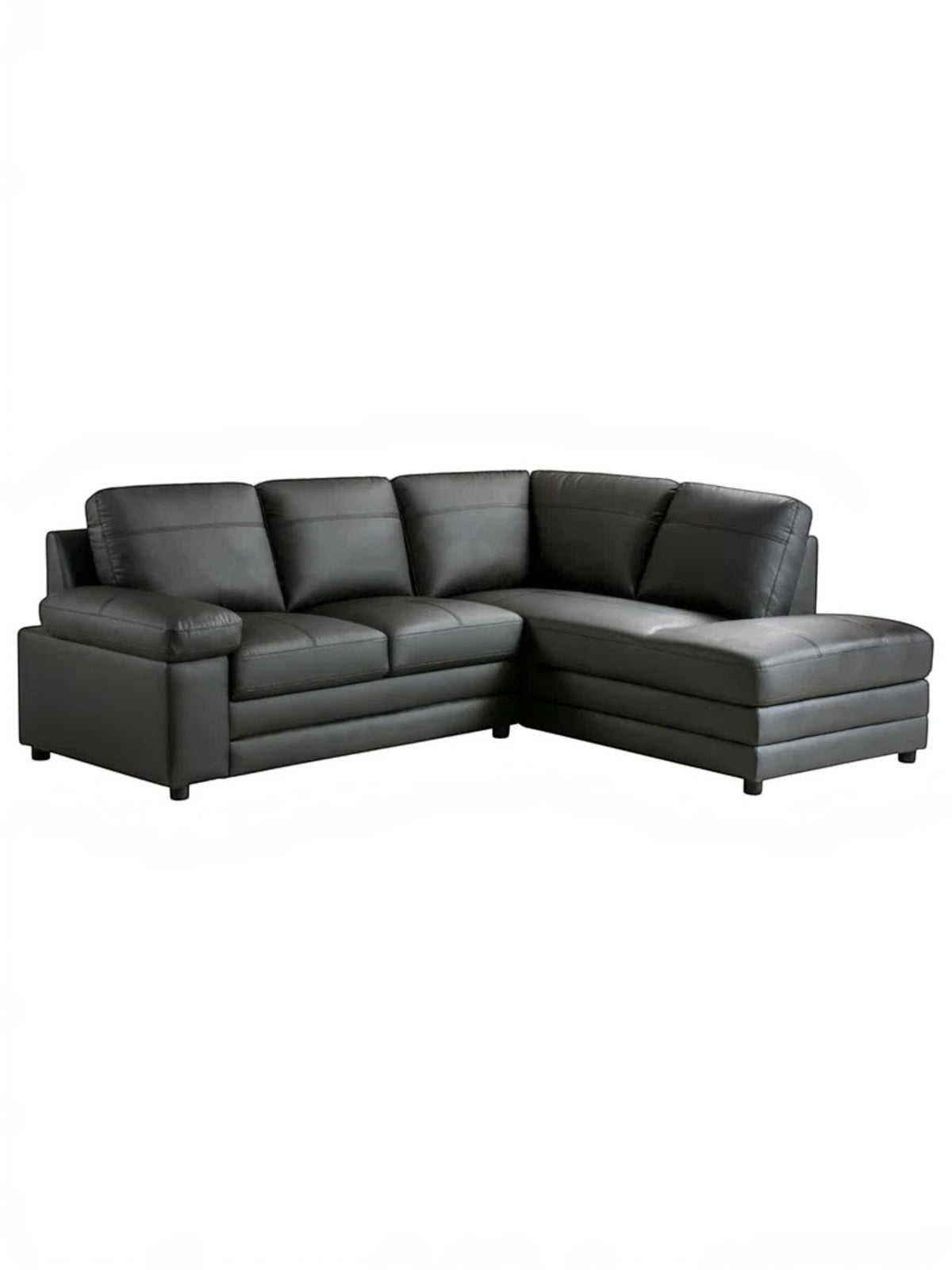 Sofa sectionnel réversible noir TOCO Meubles en PU aspect cuir avec chaise longue pour petit salon moderne