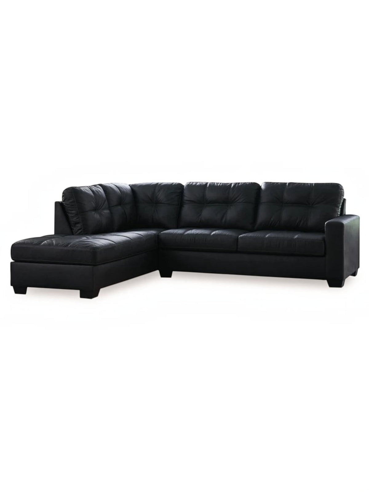 Sofa sectionnel Marlin noir de TOCO Meubles avec assises capitonnées et méridienne confortable