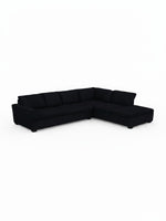 Sofa sectionnel Snug noir en tissu texturé de TOCO Meubles avec méridienne intégrée