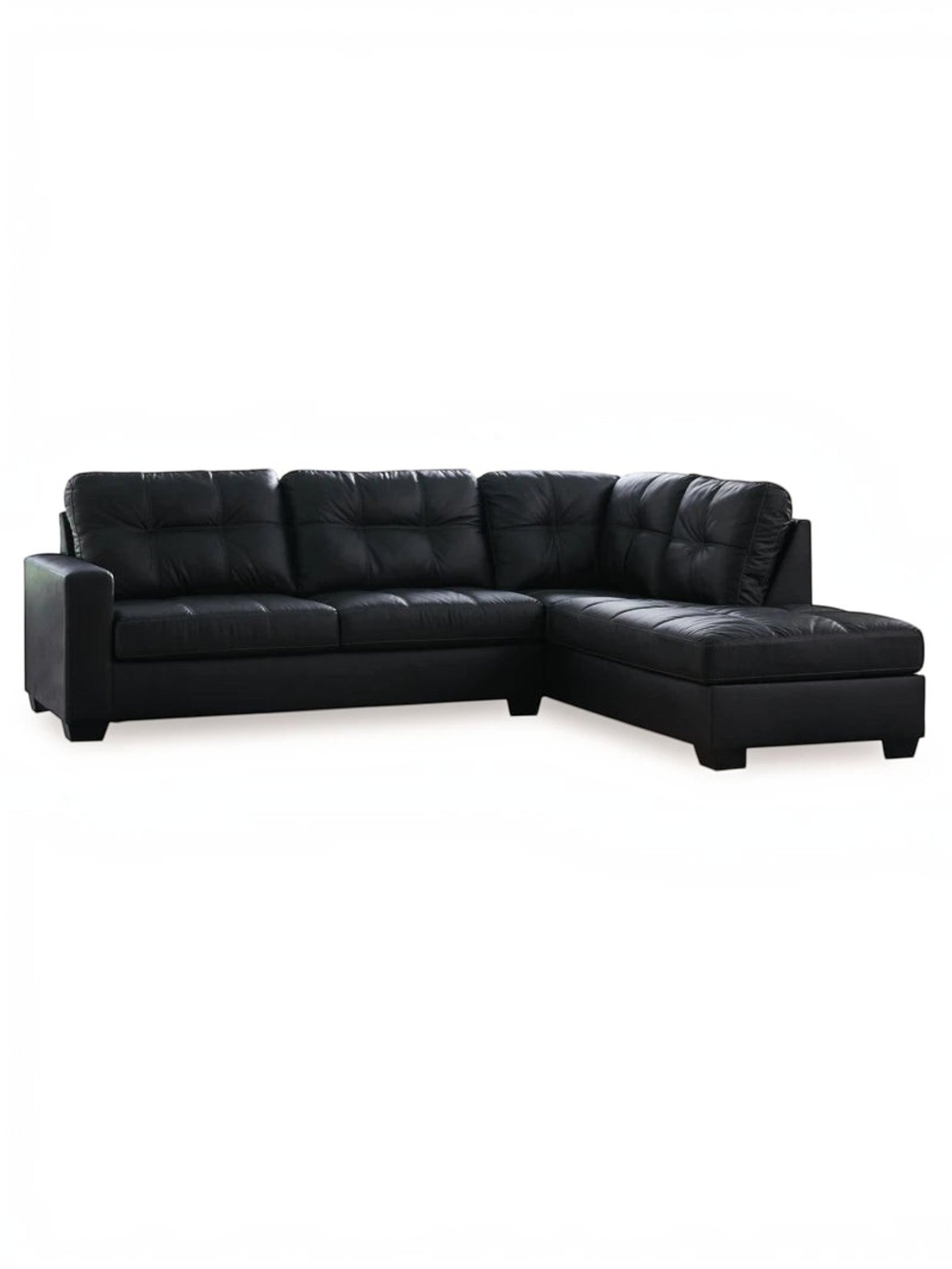 Sofa sectionnel Marlin noir de TOCO Meubles avec assises capitonnées et méridienne confortable