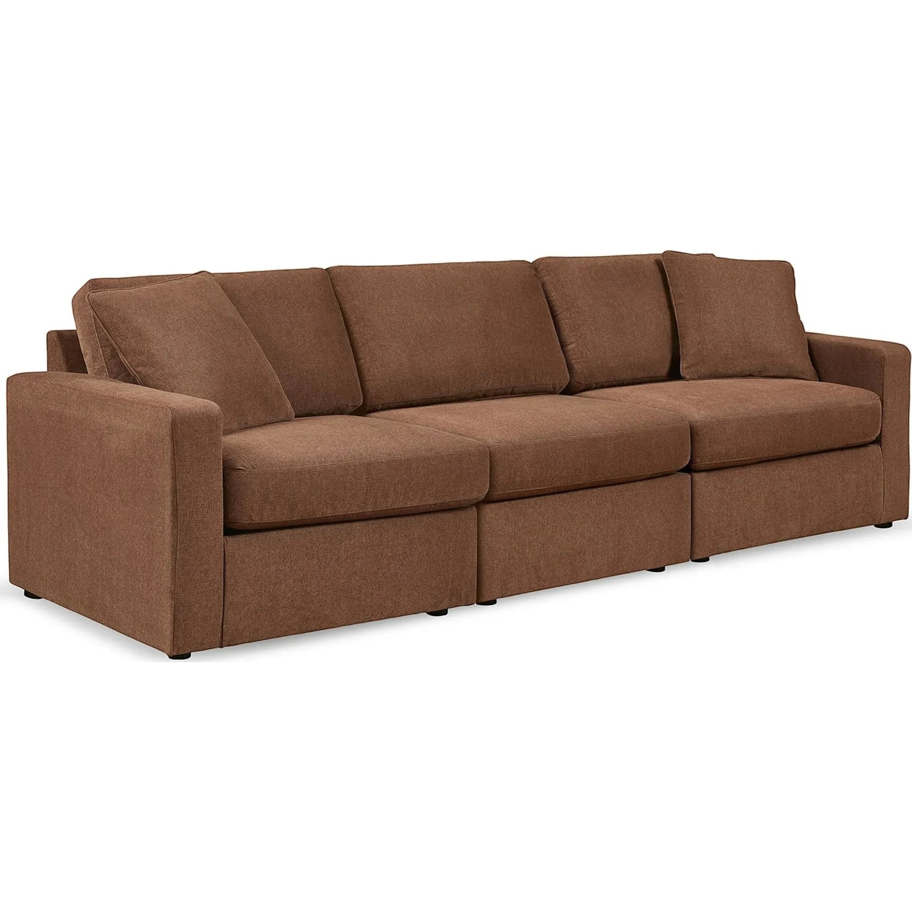 Sofa sectionnel Toscana brun en tissu de TOCO Meubles, avec coussins moelleux et design moderne.