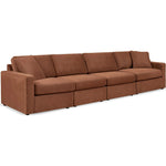Sofa sectionnel Toscana marron de TOCO Meubles, tissu texturé, 5 places, design moderne.