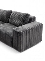 Sofa sectionnel TOCO Meubles Alpaga en velours côtelé gris foncé avec accoudoir large et design moderne