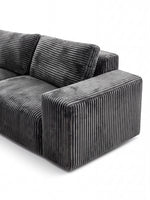 Sofa sectionnel TOCO Meubles Alpaga en velours côtelé gris foncé avec accoudoir large et design moderne