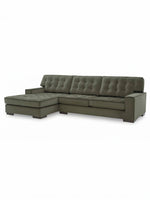 Sofa sectionnel Nino TOCO Meubles en velours vert olive avec dossier capitonné et méridienne