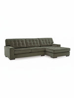 Sofa sectionnel Nino TOCO Meubles en velours vert olive avec dossier capitonné et méridienne droite