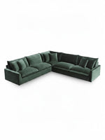 Sofa sectionnel Elliott TOCO Meubles en velours vert profond avec coussins assortis pour un salon moderne