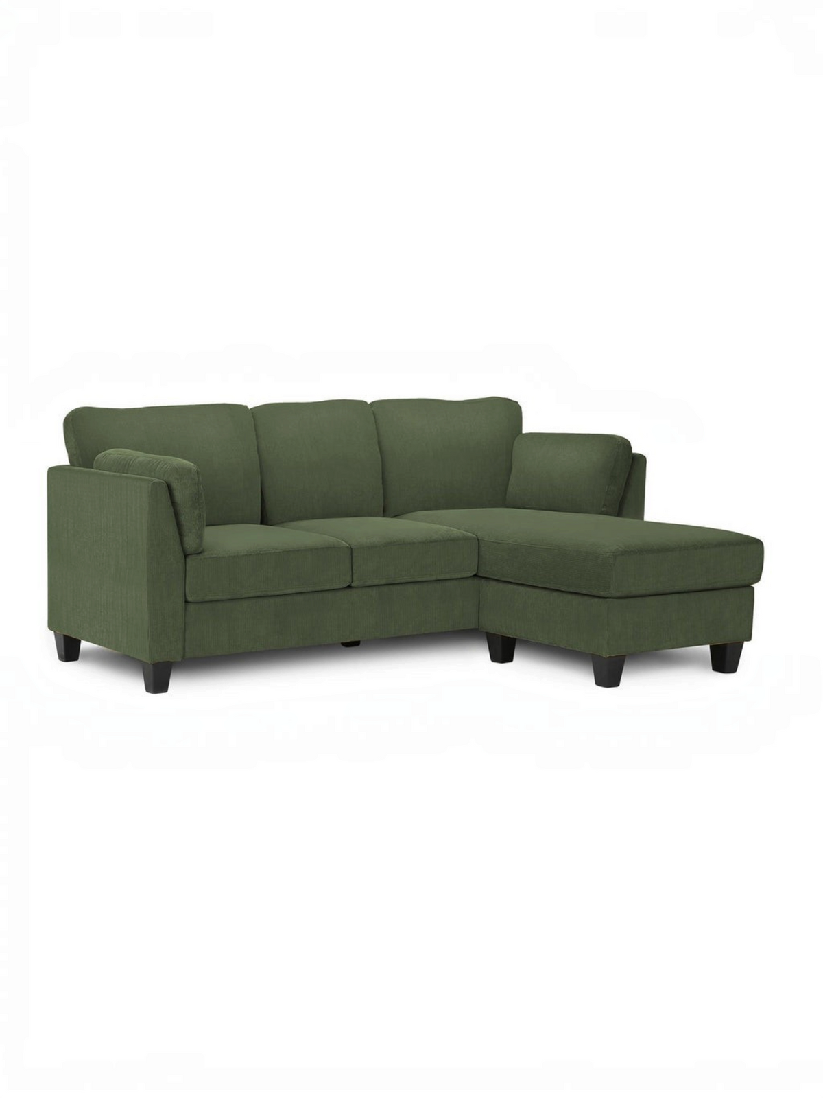 Sofa sectionnel Nova TOCO Meubles vert en tissu côtelé avec méridienne et coussins rembourrés au design moderne