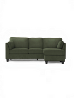 Sofa sectionnel Nova TOCO Meubles en tissu côtelé vert forêt avec méridienne et coussins rembourrés