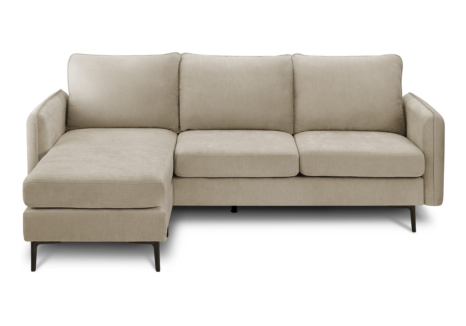 TOCO Meubles Sofa sectionnel Zahra beige en tissu, confortable et polyvalent, avec méridienne.
