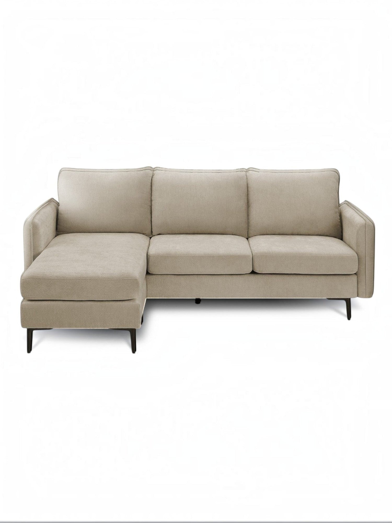 TOCO Meubles Sofa sectionnel Zahra beige en tissu, confortable et polyvalent, avec méridienne.