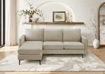 Sofa sectionnel Zahra beige en tissu de TOCO Meubles, confortable et polyvalent, avec méridienne.