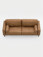 Sofa Telora TOCO Meubles en cuir caramel avec coussins cylindriques vue de dessus