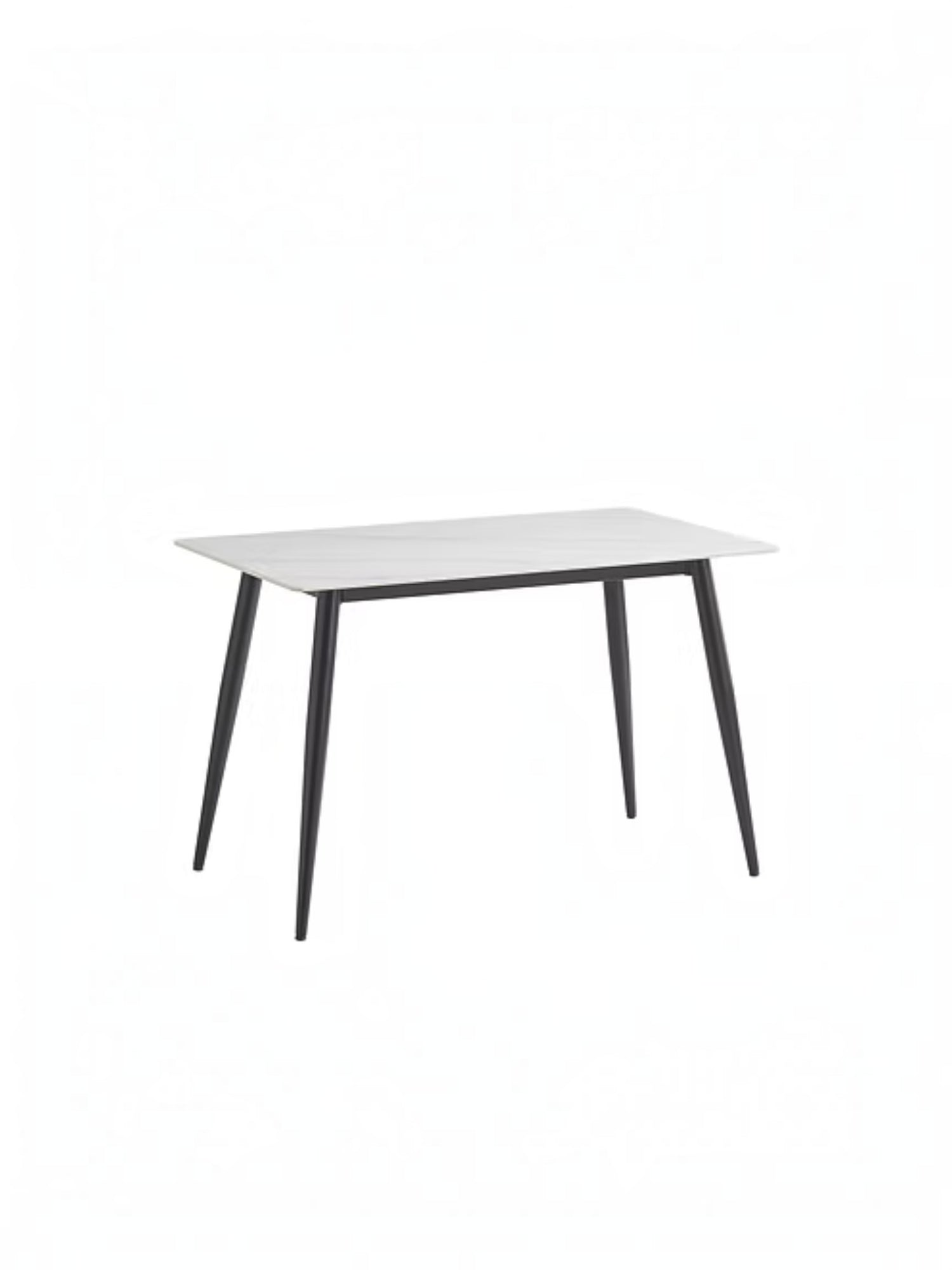 Table de salle à manger Adria par TOCO Meubles avec plateau rectangulaire effet marbre blanc et pieds noirs fuselés