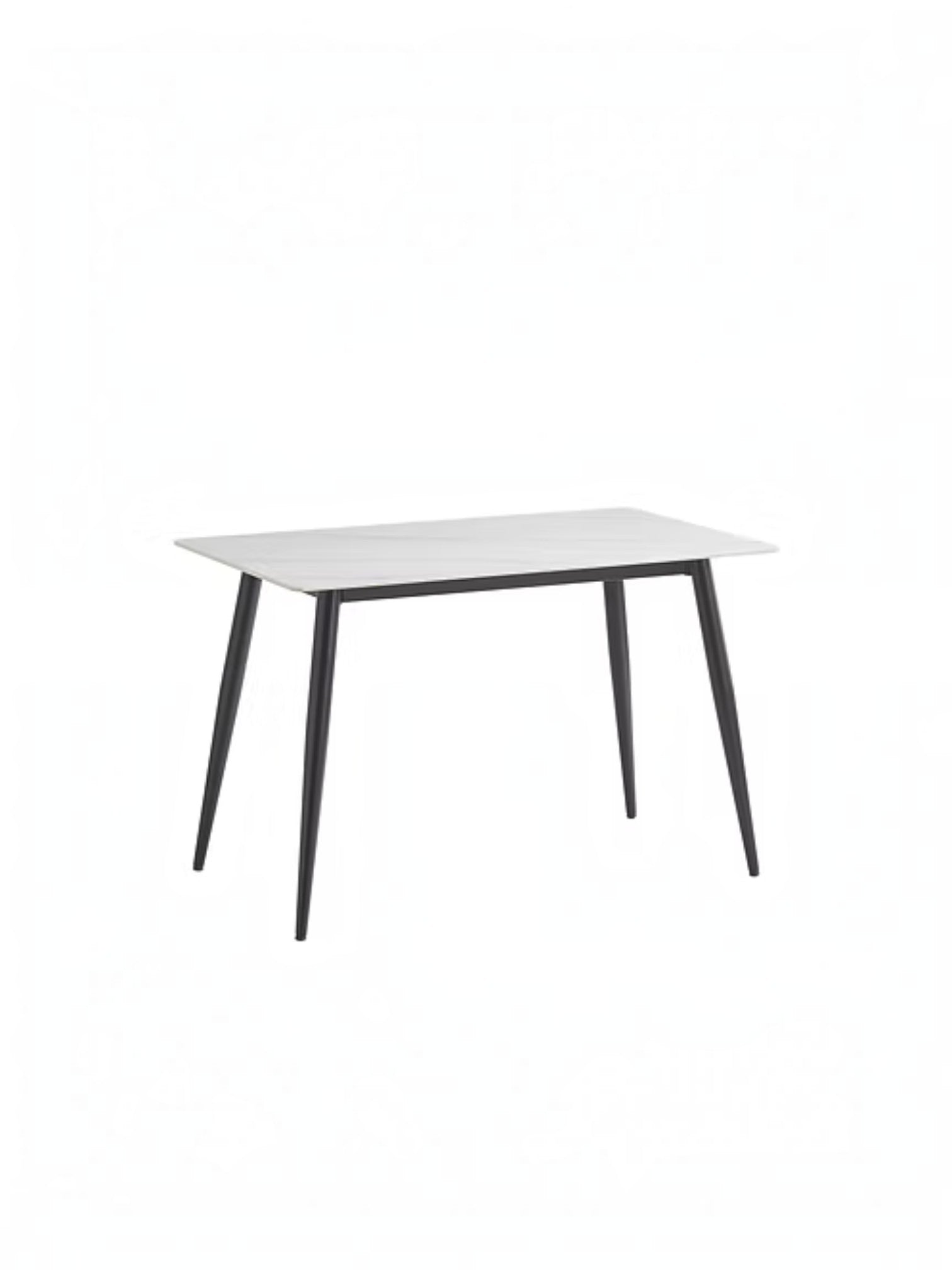 Table de salle à manger Adria par TOCO Meubles avec plateau rectangulaire effet marbre blanc et pieds noirs fuselés