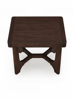 Table d'appoint Louma de TOCO Meubles en bois massif brun foncé avec un design robuste et des pieds croisés