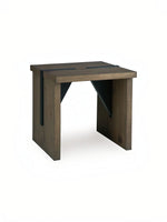 Table d'appoint Kandi TOCO Meubles en bois massif brun avec accents en métal noir au design industriel moderne