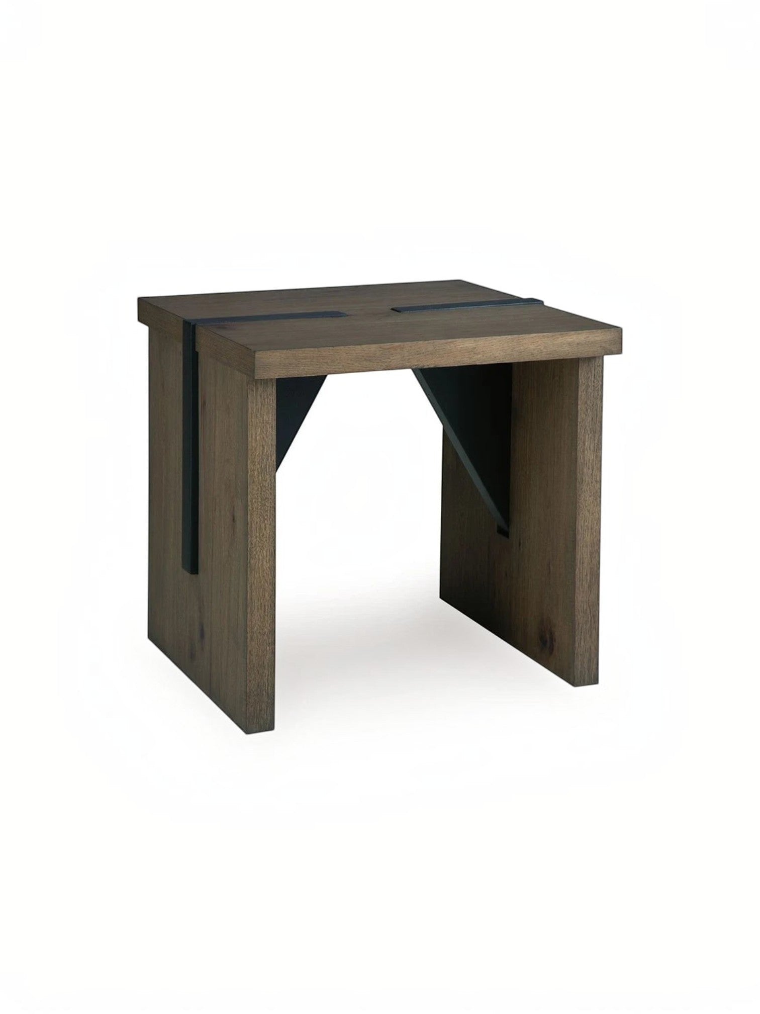 Table d'appoint Kandi TOCO Meubles en bois massif brun avec accents en métal noir au design industriel moderne
