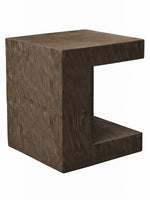 Table d'appoint TOCO Meubles Jupiter cubique en oxyde de magnésium brun effet noyer pour intérieur ou extérieur