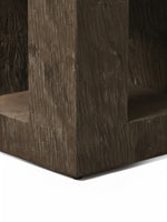 Table d'appoint Jupiter TOCO Meubles cubique en oxyde de magnésium brun avec texture effet bois et tablette intégrée