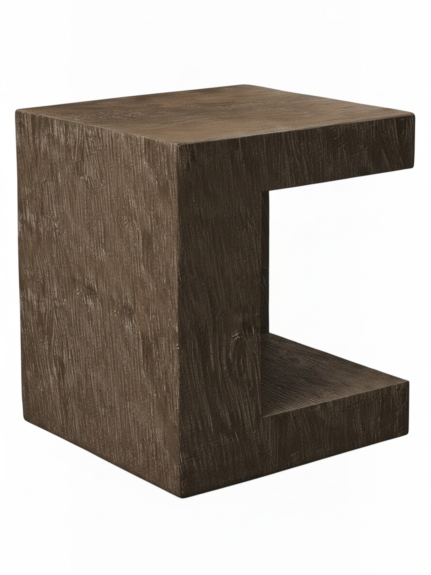 Table d'appoint TOCO Meubles Jupiter cubique en oxyde de magnésium brun effet noyer pour intérieur ou extérieur