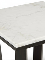 Table d'appoint Sola TOCO Meubles avec plateau en marbre blanc veiné et structure en bois espresso