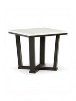 Table d'appoint carrée TOCO Meubles Sola avec plateau en marbre blanc et base en bois espresso