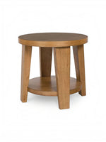 Table d'appoint ronde Tila en bois brun clair avec étagère inférieure, vendue par TOCO Meubles