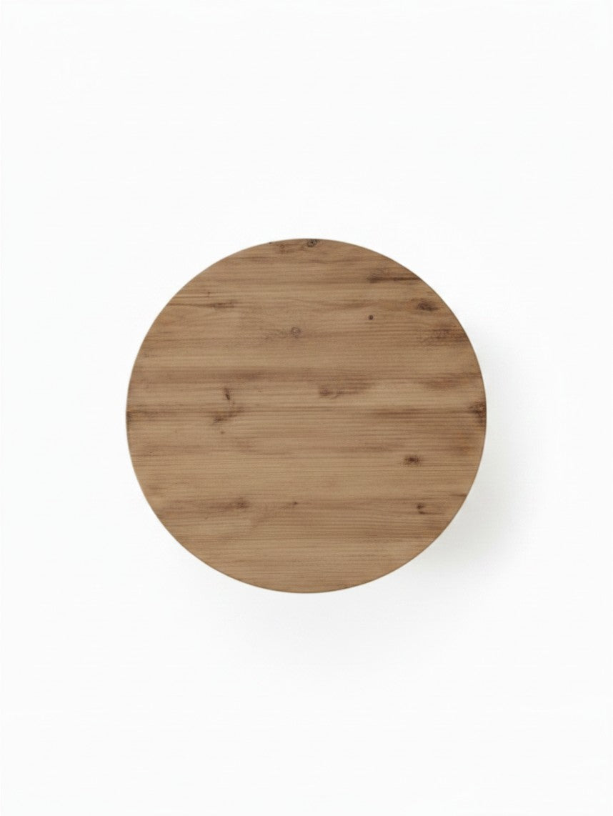 Table d'appoint ronde en bois clair TOCO Meubles avec veinage naturel visible vue de dessus