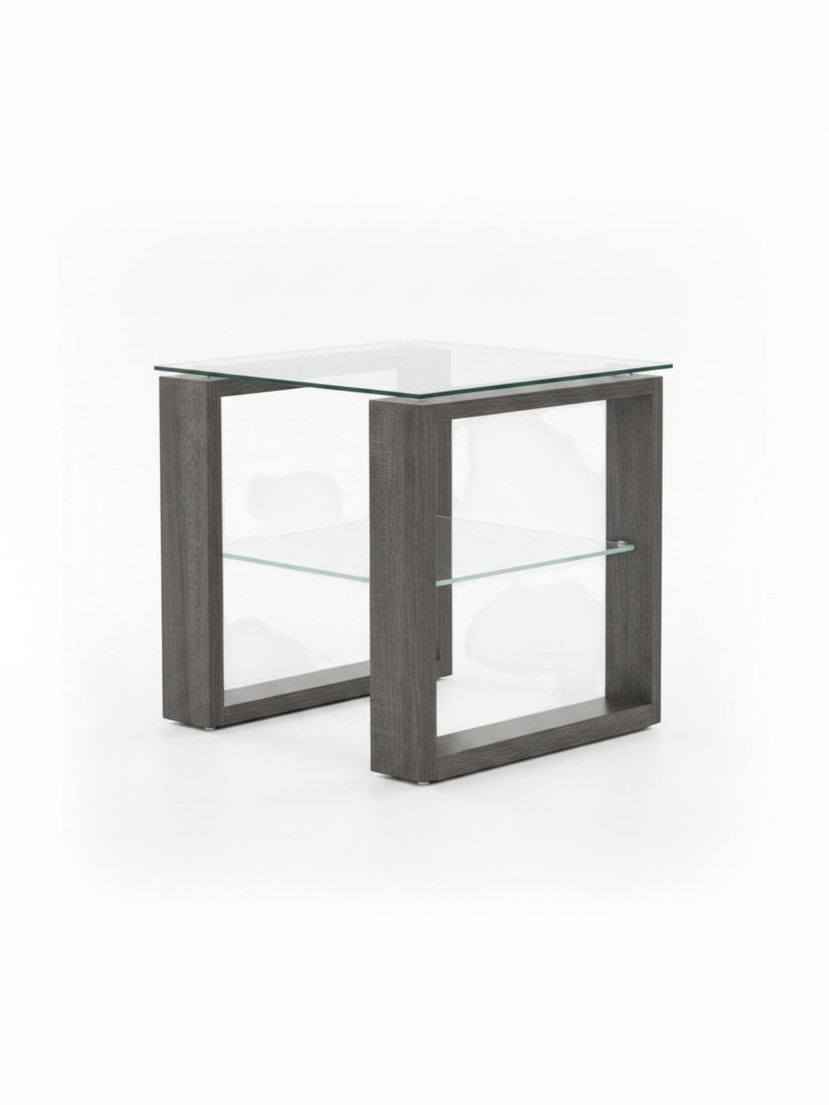 Table d'appoint TOCO Meubles Balmore moderne avec plateau en verre trempé et structure en bois gris foncé