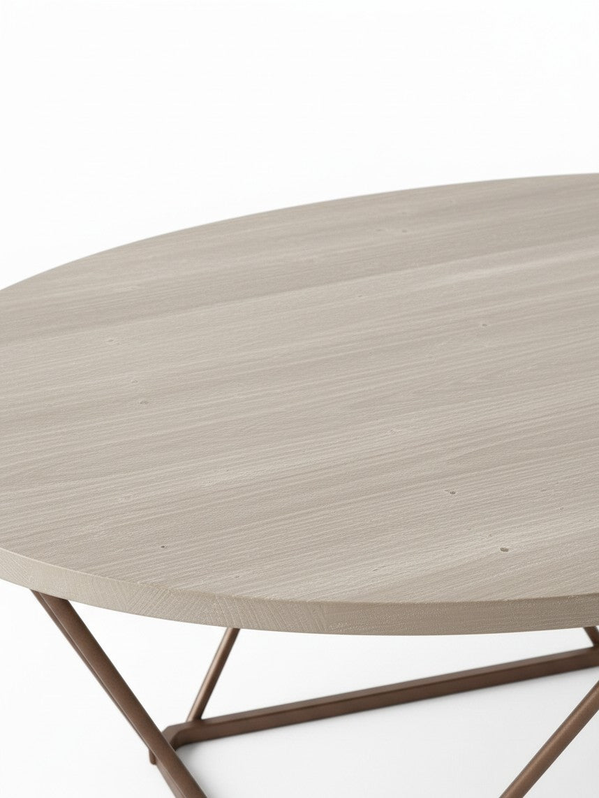 Ensemble de tables basses Tarica TOCO Meubles avec plateau rond en bois clair et structure métallique géométrique