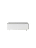Table basse intelligente TOCO Meubles Party Time blanche avec deux tiroirs et plateau moderne