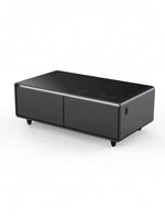 Table basse intelligente noire TOCO Meubles Party Time avec deux tiroirs et panneau de commande intégré moderne