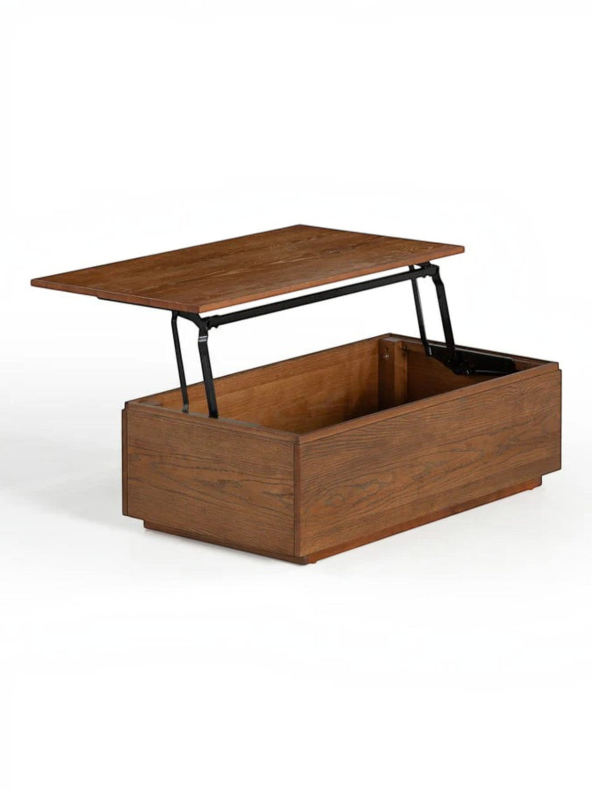 Table basse TOCO Meubles en noyer américain avec plateau relevable et compartiment de rangement intégré
