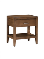 Table de chevet transitionnelle TOCO Meubles Antoine en bois brun clair brossé avec tiroir et tablette inférieure
