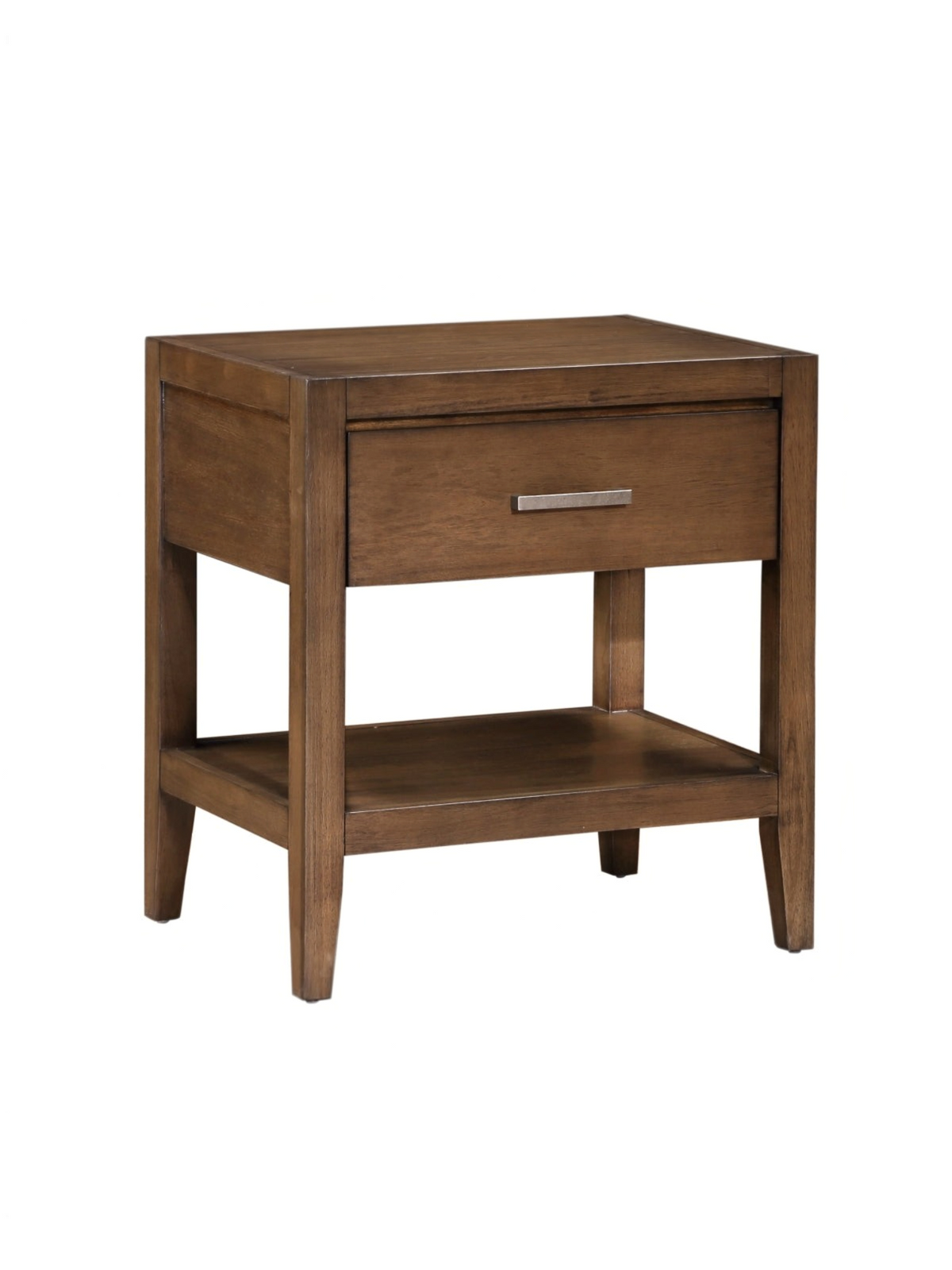Table de chevet transitionnelle TOCO Meubles Antoine en bois brun clair brossé avec tiroir et tablette inférieure