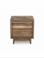Table de chevet TOCO Meubles Alma en bois foncé avec deux tiroirs et un design contemporain épuré