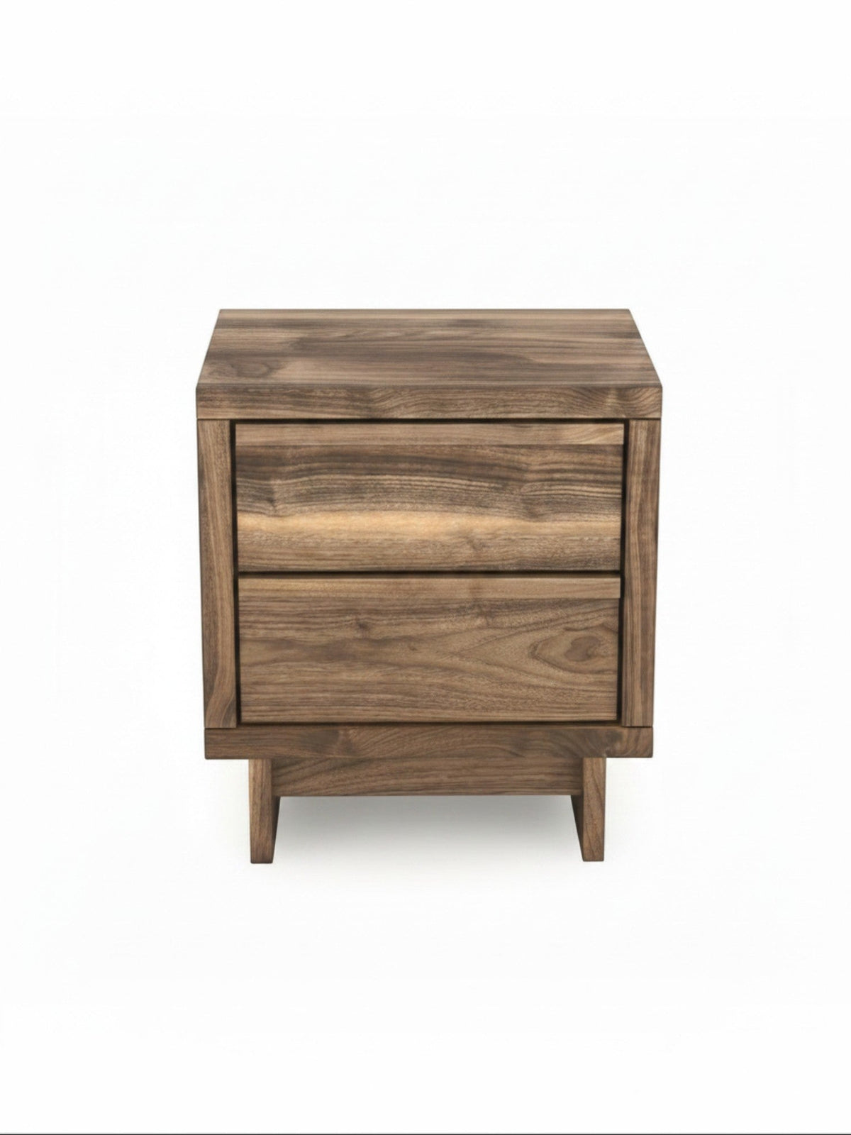 Table de chevet TOCO Meubles Alma en bois foncé avec deux tiroirs et un design contemporain épuré