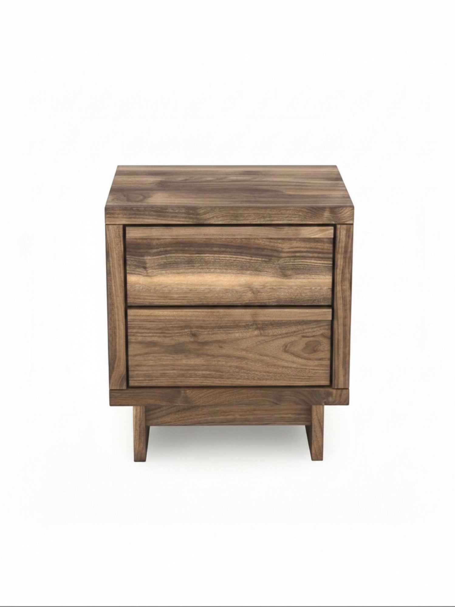 Table de chevet TOCO Meubles Alma en bois foncé avec deux tiroirs et un design contemporain épuré