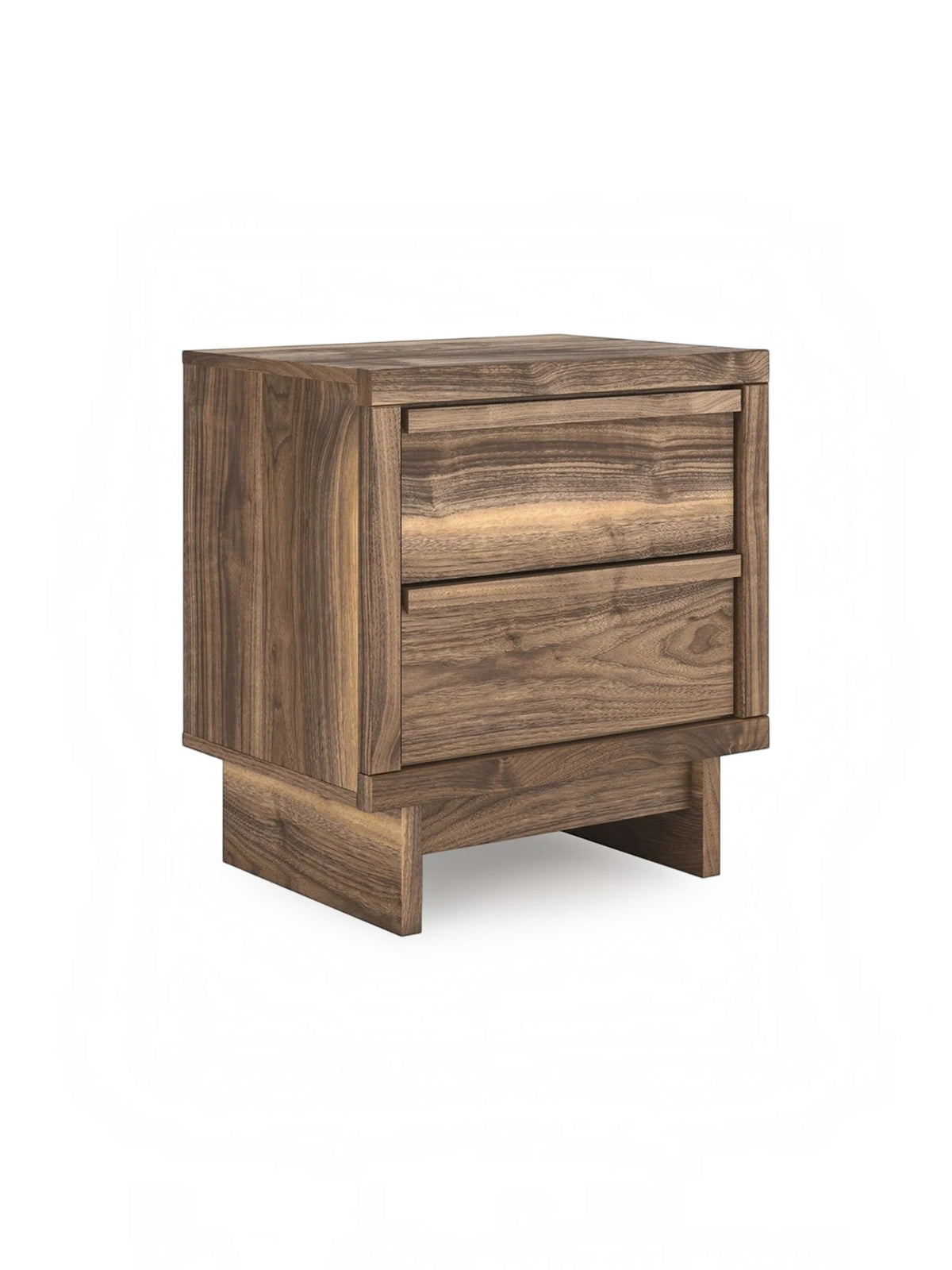 Table de chevet TOCO Meubles Alma en bois foncé avec deux tiroirs et un design contemporain épuré