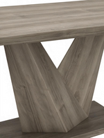 Table de salle à manger TOCO Meubles Cleo en chêne délavé avec base géométrique à double piédestal