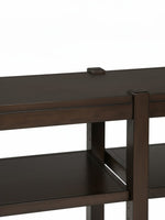 Table console Becki TOCO Meubles en bois brun foncé avec étagère inférieure et détails de structure robustes