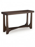 Table console Louma par TOCO Meubles en bois massif brun foncé au design moderne avec base en croix