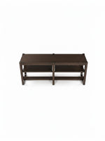 Table console TOCO Meubles Becki en bois brun foncé avec deux étagères de rangement, vue de dessus