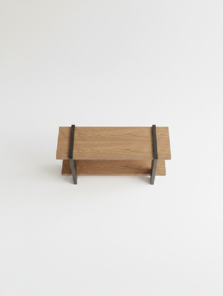 Table console Zenko TOCO Meubles en bois naturel avec structure en métal noir vue de dessus