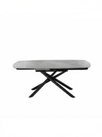 Table de cuisine TOCO Meubles Dramo avec plateau en pierre frittée grise et base en métal noir croisé