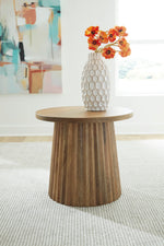 Table d'appoint Ada TOCO Meubles en bois brun avec base cannelée, style contemporain.
