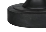 Table d'appoint Apolo noire en oxyde de magnésium, finition mate, base ronde et pied conique.