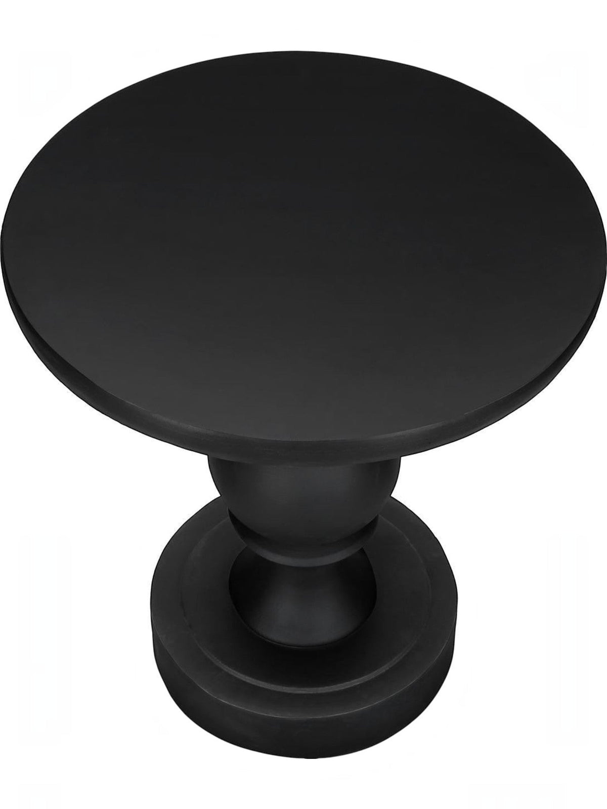 Table d'appoint ronde noire Apolo de TOCO Meubles en oxyde de magnésium, finition mate, style classique.